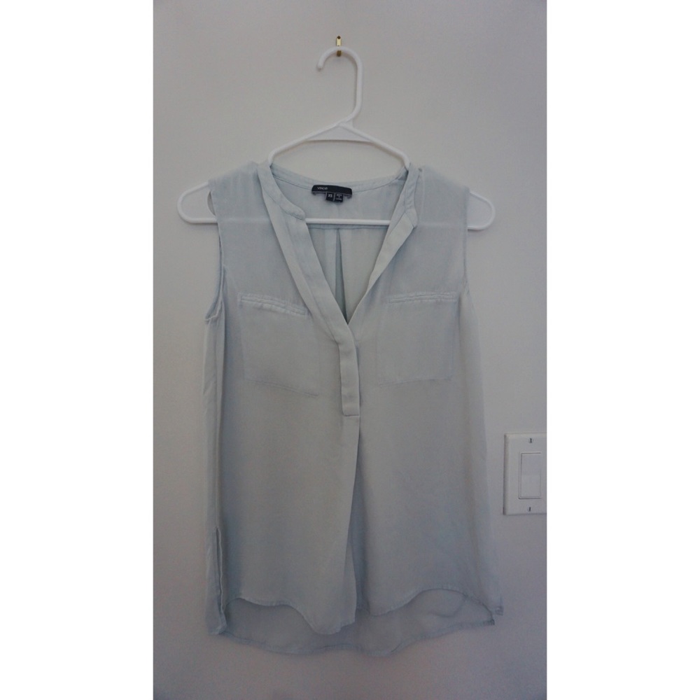 Vince powder blue silk tank